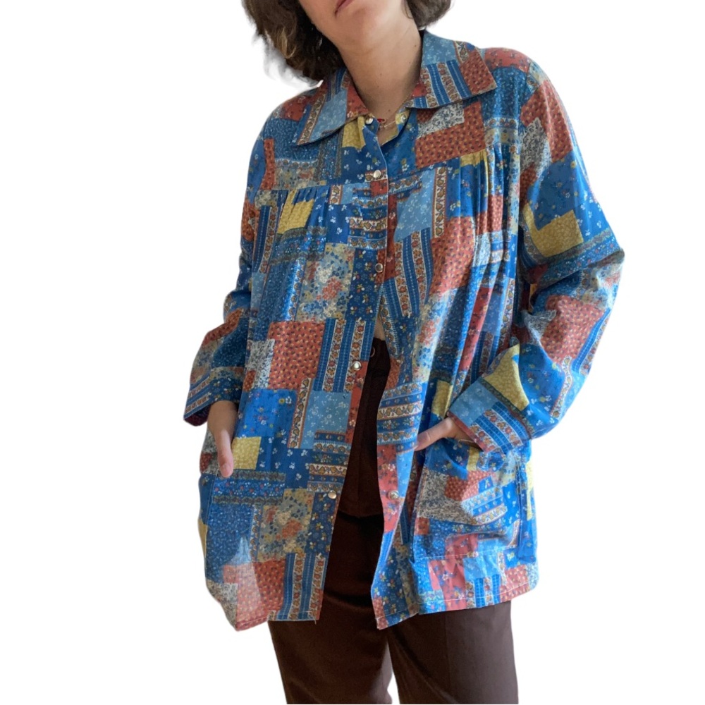 handmade patchwork vintage bandana print button down